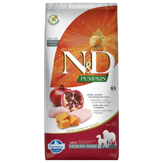 Dog Pumpkin Adult Medium Maxi Poulet, Citrouille et Grenade, 12 kg