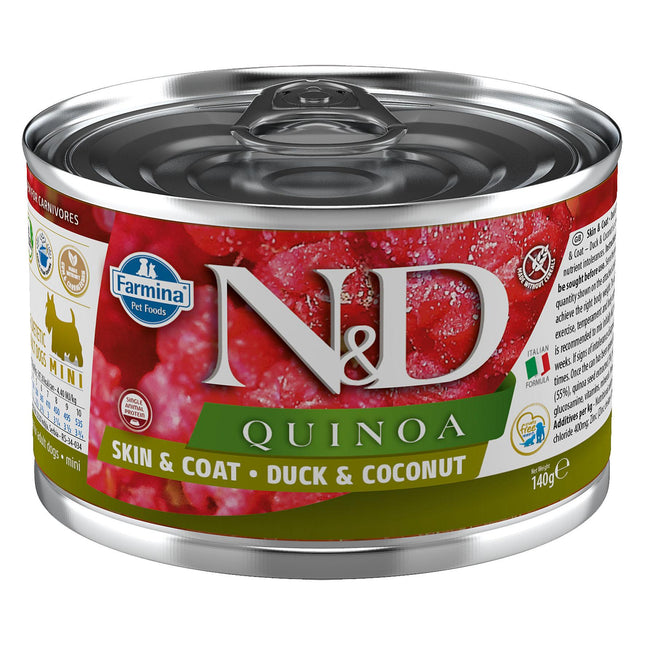 Quinoa pour chien, peau et pelage, canard et noix de coco, 140 g