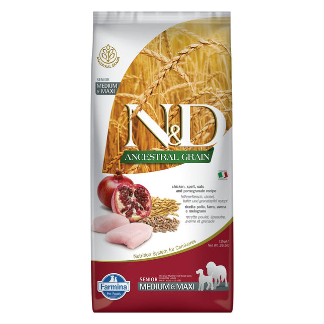 Dog Senior Med/Max Poulet, épeautre, avoine et grenade, 12kg