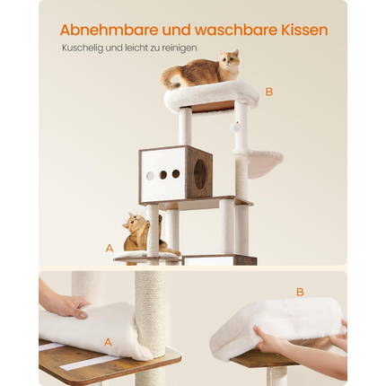 Katzenbaum mit Katzenklo-Schrank, 178 cm hoch