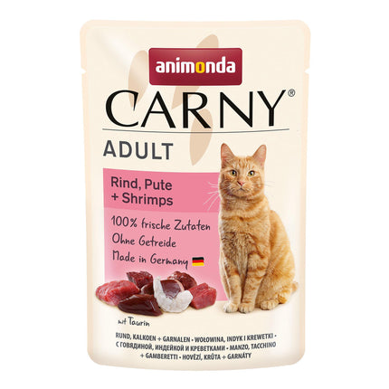 Carny Adult Bœuf, Dinde + Crevettes 85g