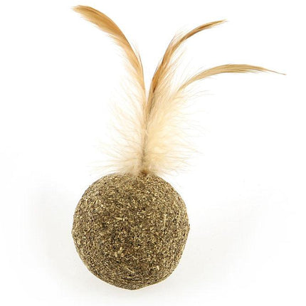 Boule d'herbe à chat avec plume
