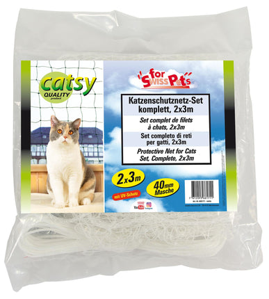 Jeu de filets universels pour chats complet 2x3m, blanc