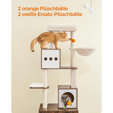 Katzenbaum mit Katzenklo-Schrank, 178 cm hoch