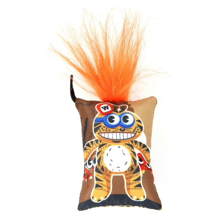 Coussin Punky avec motif chat, marron