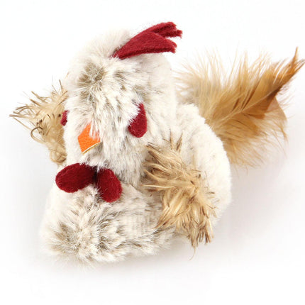 Coq de course en peluche avec queue en plumes