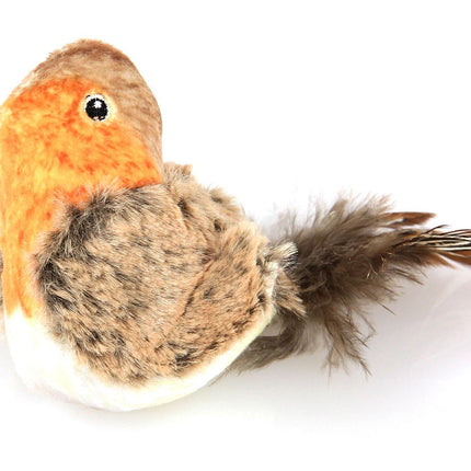 Katzenspielzeug Plüsch-Vogel mit Soundchip