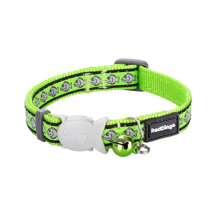 RedDingo Katzenhalsband Reflective Fisch Lime Grün - XS