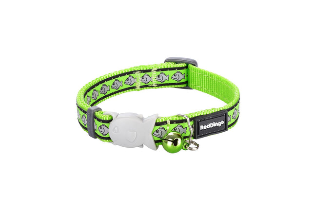 RedDingo Katzenhalsband Reflective Fisch Lime Grün - XS