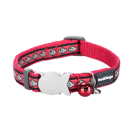 RedDingo Katzenhalsband Reflective Fisch Rot - XS