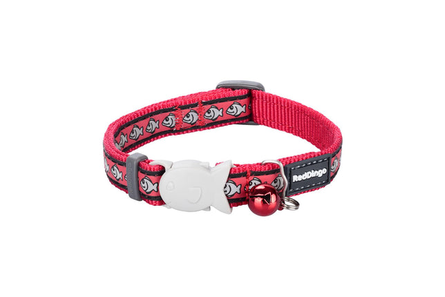 RedDingo Katzenhalsband Reflective Fisch Rot - XS