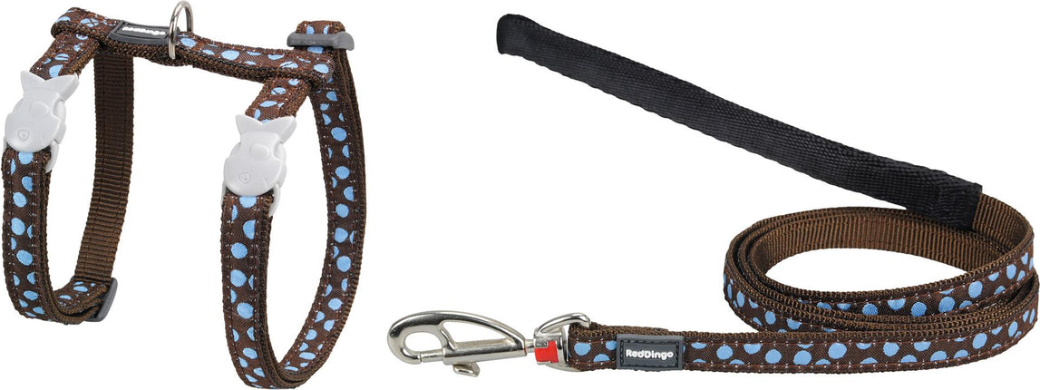 RedDingo Geschirr und Leine Blue Spots on Brown, XS