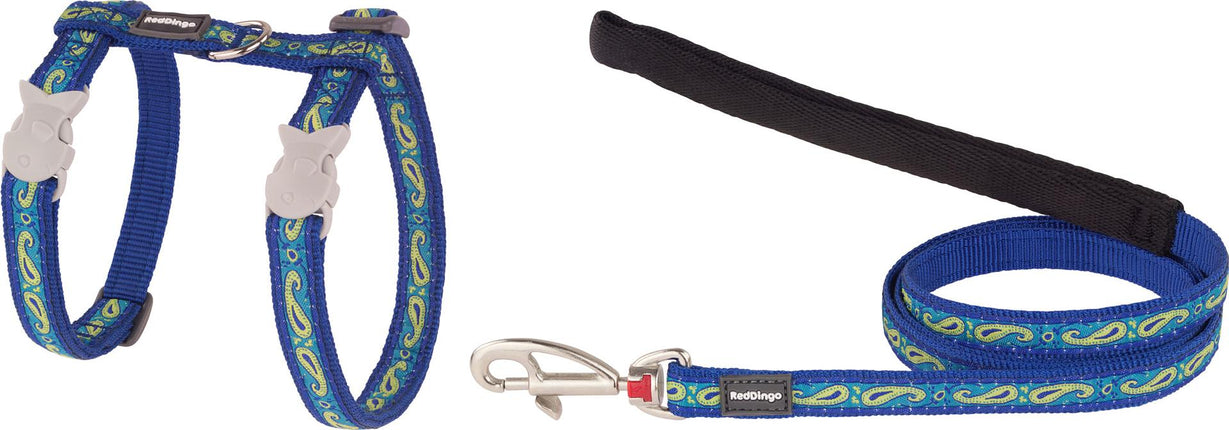 RedDingo Geschirr und Leine Paisley Blue with Green - XS