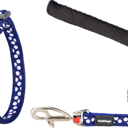 RedDingo Geschirr und Leine Design White Spots on Navy - XS