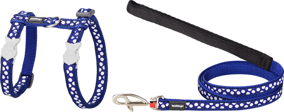 RedDingo Geschirr und Leine Design White Spots on Navy - XS