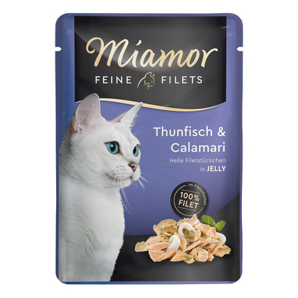 Fins filets de thon &amp; calamars 100g
