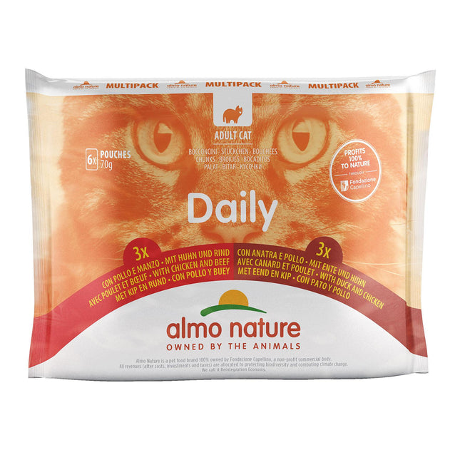 Daily Cat Multipack Poulet &amp; Bœuf et Poulet &amp; Canard, 6x70g