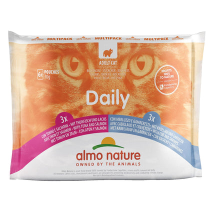Daily Cat Multipack Thon &amp; Saumon et Morue &amp; Crevettes, 6x70g