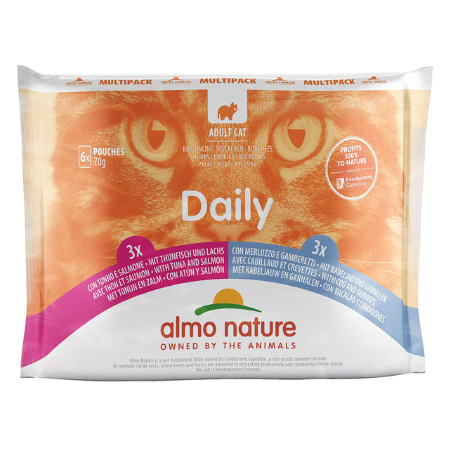 Daily Cat Multipack Thon &amp; Saumon et Morue &amp; Crevettes, 6x70g