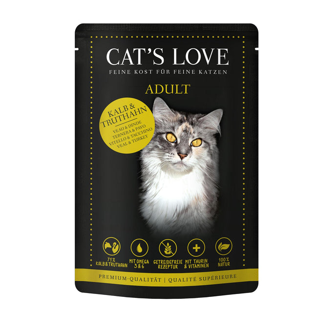 Cat's Love Adult Veau et Dinde, 85 g