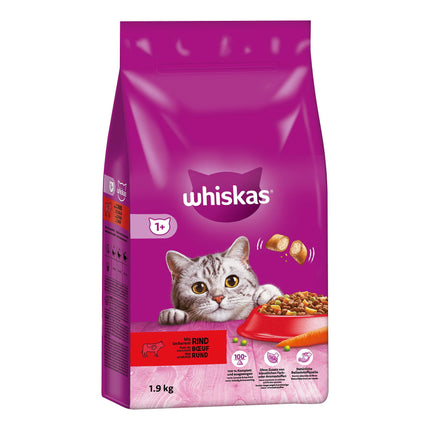WHISKAS Sélection de Bœuf Sec 1+ 1,9Kg