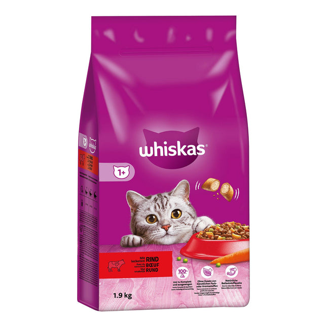 WHISKAS Sélection de Bœuf Sec 1+ 1,9Kg