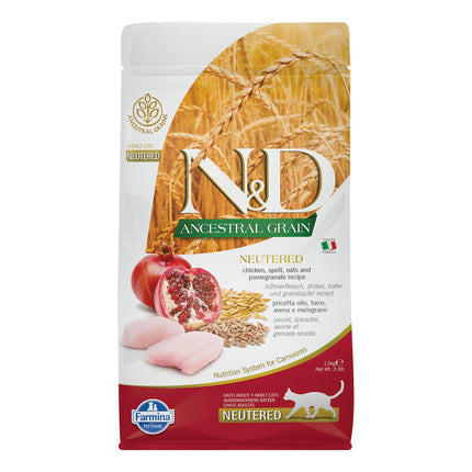 N&amp;D Poulet castré aux grains ancestraux, épeautre, avoine et grenade ADULTE, 1,5 kg