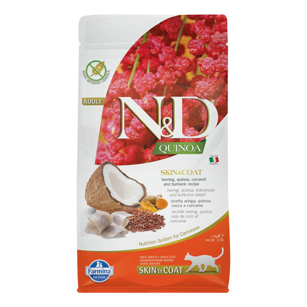 Chat Quinoa Peau &amp; Pelage Hareng &amp; Noix de Coco ADULTE, 1,5kg