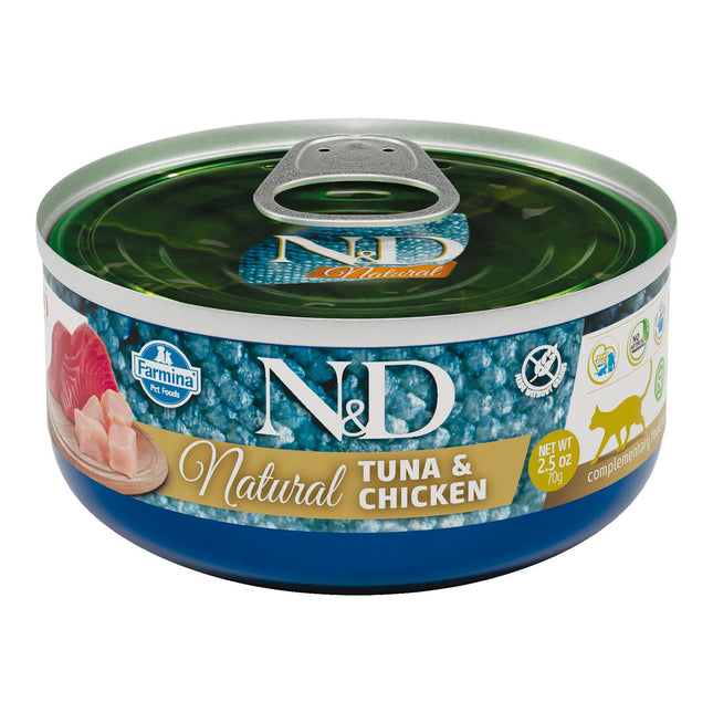 Cat N&amp;D Natural Tuna &amp; Hunh Nourriture humide pour adulte, 70 g