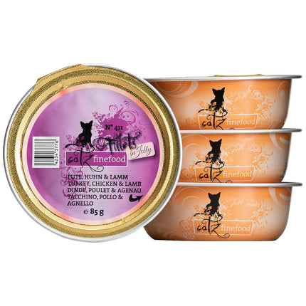 Filets finefood Non. 411 - Dinde, Poulet &amp; Agneau en Gelée 85g