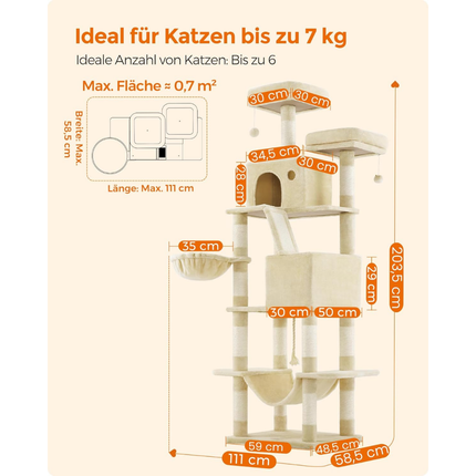 Kratzbaum gross, 206 cm hoch