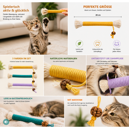 3 Stück Katzen Zahnpflege Spielzeug