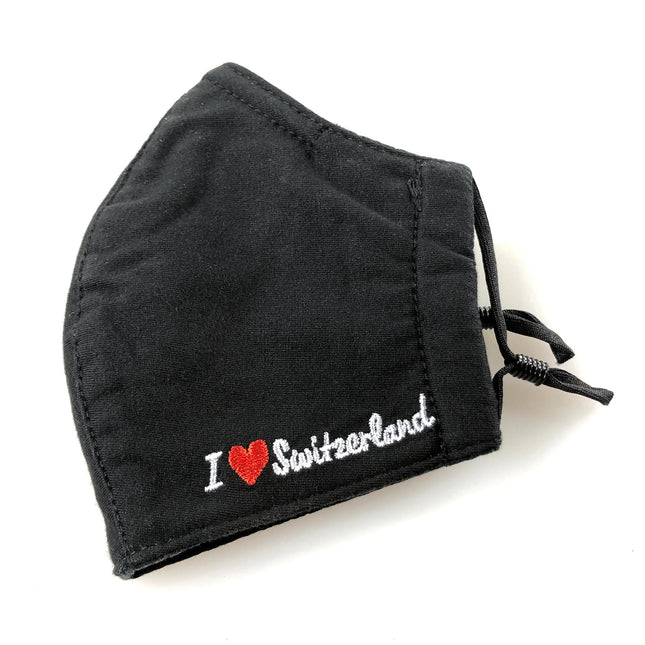 Schutzmaske I Love Switzerland, schwarz L