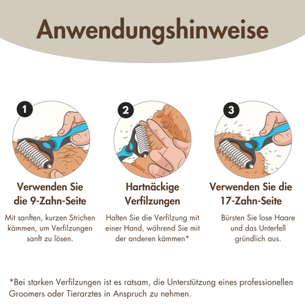 Doppelseitiger Hund- & Katzenkamm – Sanfte Unterwollbürste für Tiere