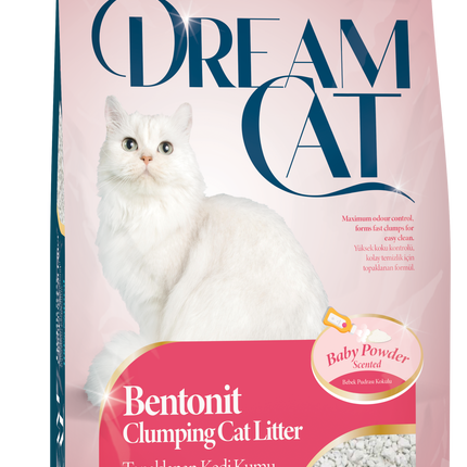 Litière pour chat Dream Cat au parfum de poudre pour bébé - litière agglomérante fine en bentonite, 10L