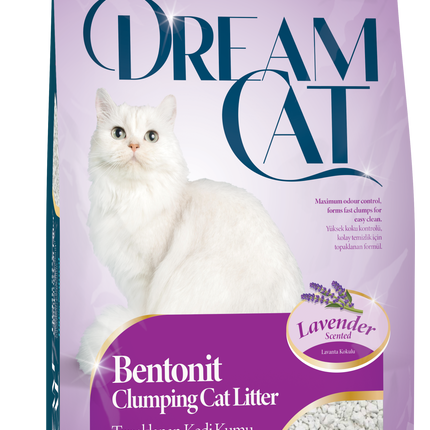 Litière pour chat Dream Cat au parfum de lavande - litière agglomérante fine en bentonite, 10L
