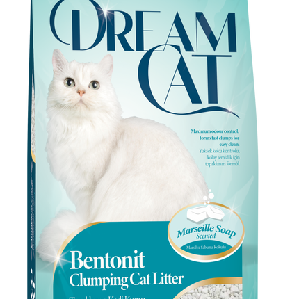Litière pour chat Dream Cat au parfum savon de Marseille - litière agglomérante fine en bentonite, 5L