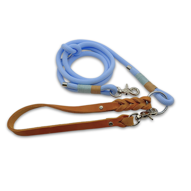 Zoumie Hundeleine mit Seil und Leder, Ice